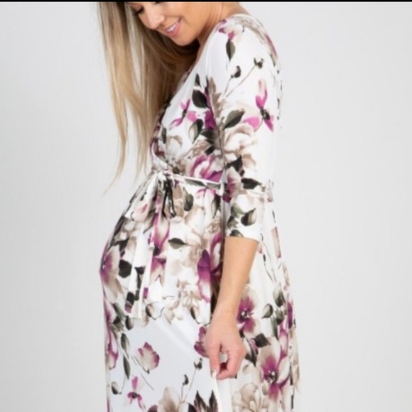 Pinkblush White Floral Wrap Maternity Maxi Dress - Picture 2 of 8